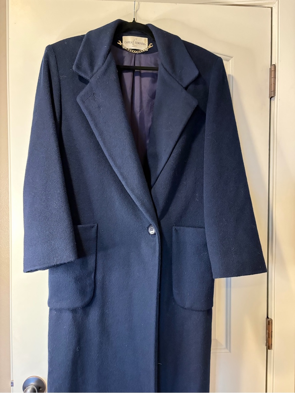 Vintage Casual Corner Navy Single-Button Trench Coat